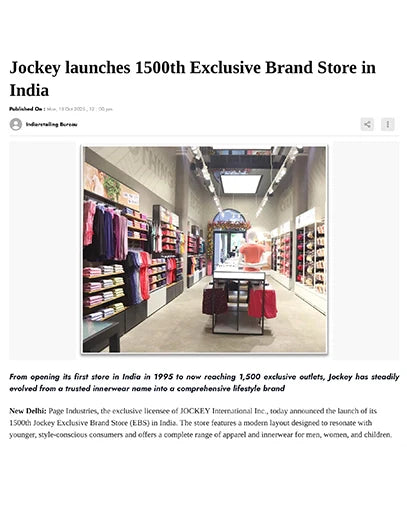 Jockey launches 1500th Exclusive Brand Store in India