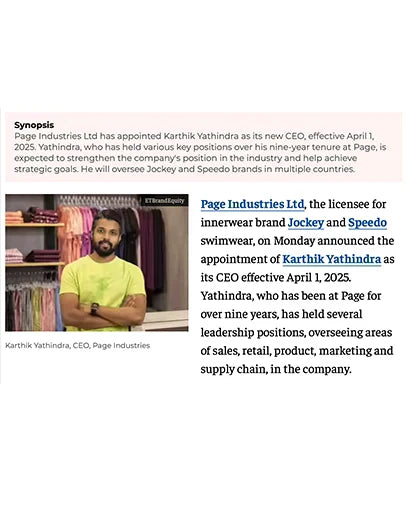 Page Industries names Karthik Yathindra as CEO
